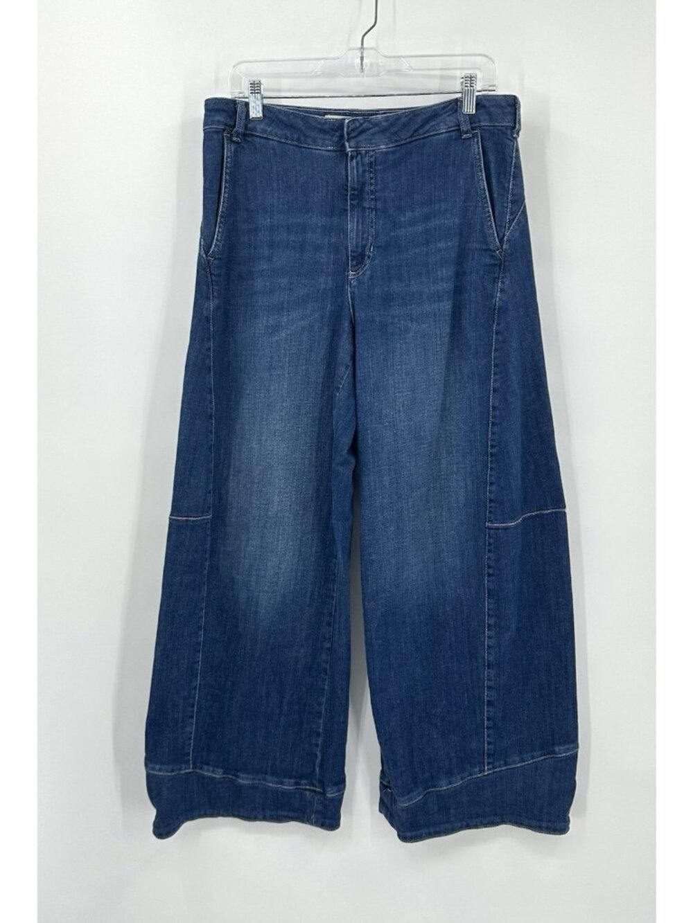 Pilcro Wide-Leg Flare Jeans in Medium Blue - Picture 2 of 11